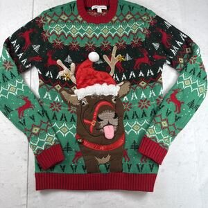Celebrate Together Men's S Reindeer Ugly Tacky Christmas Sweater Holiday Santa